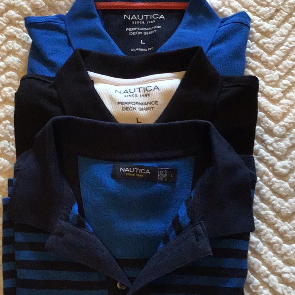 3 men’s Nautica  knit shirts GUC large